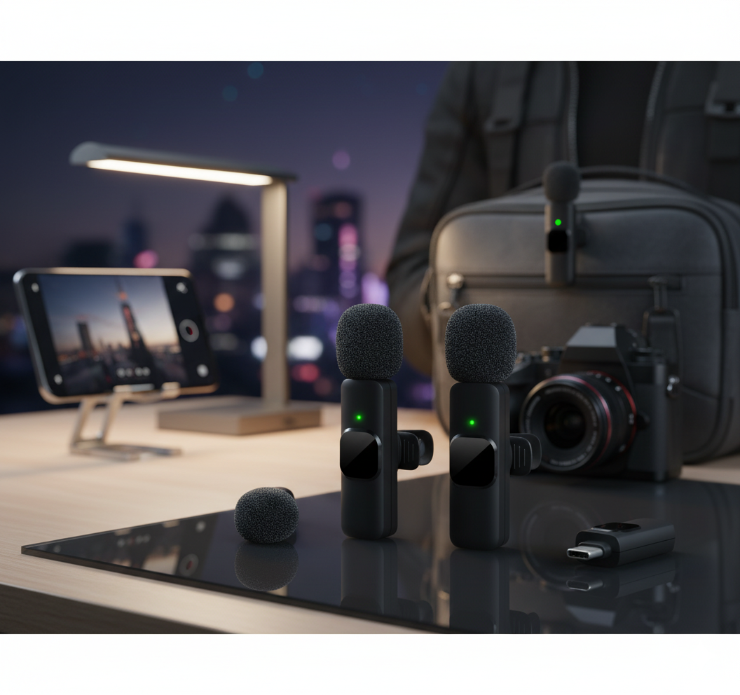 Micrófono Lavalier inalámbrico portátil, para iPhone, Android