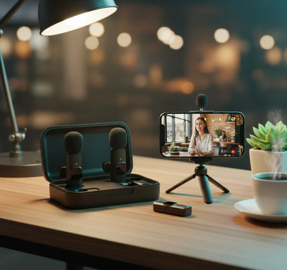 Micrófono Lavalier inalámbrico portátil, para iPhone, Android