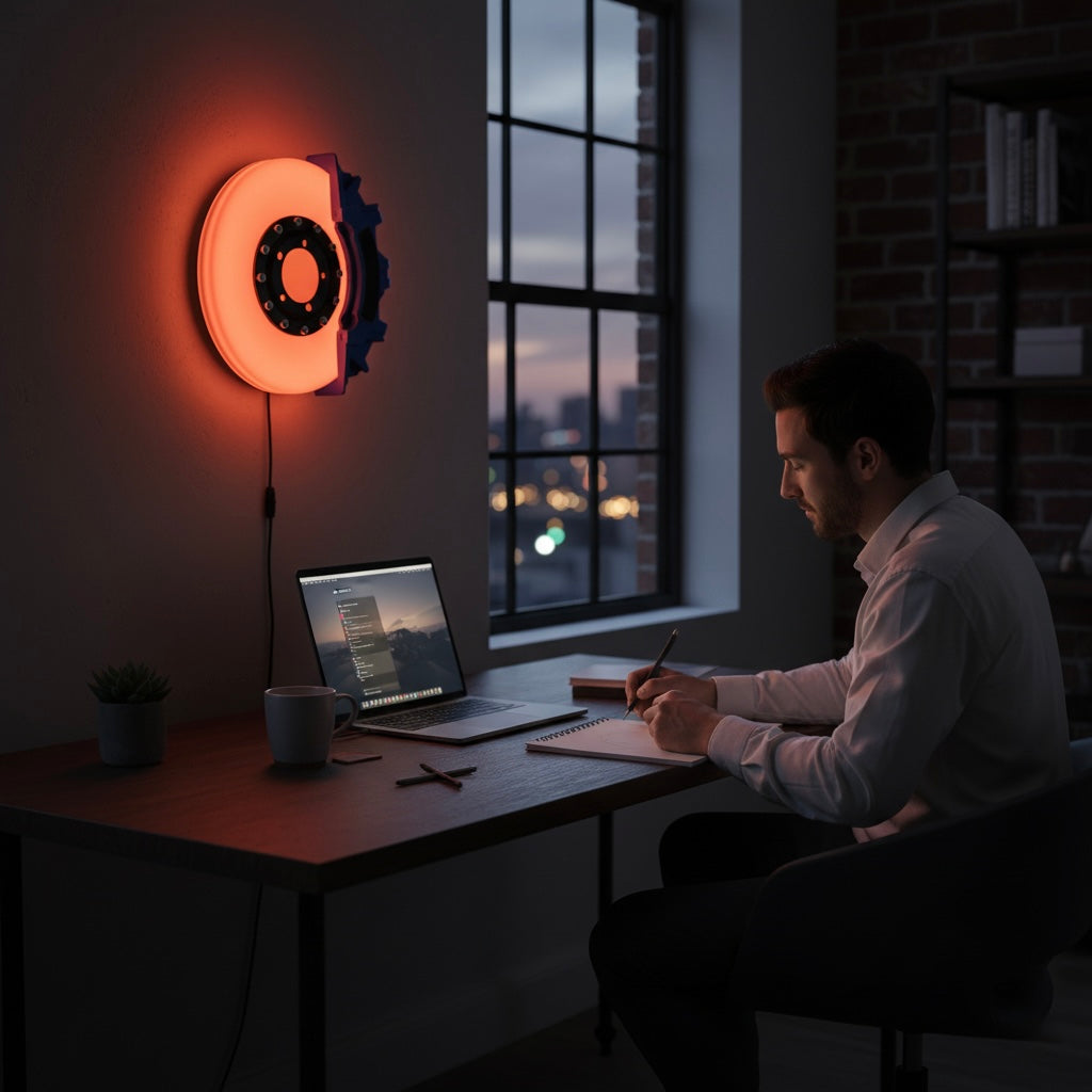Luz LED Atmosférica Estilo Disco de Freno – Escritorio o Pared