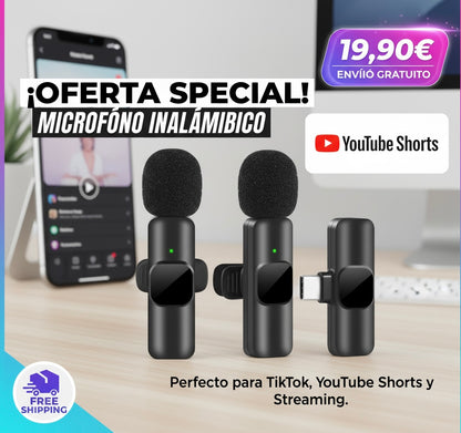 Micrófono Lavalier inalámbrico portátil, para iPhone, Android
