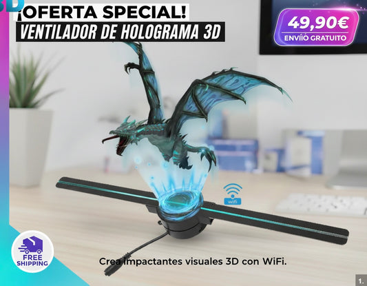Proyector Holográfico 3D WiFi 42 cm – HD para Publicidad, decoracion  y Eventos