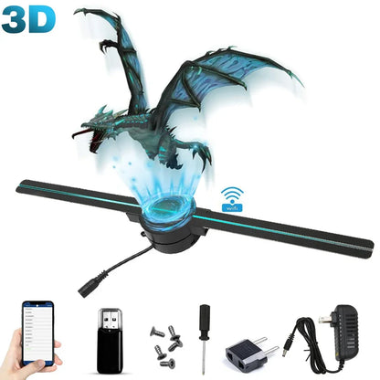 Proyector Holográfico 3D WiFi 42 cm – HD para Publicidad, decoracion  y Eventos