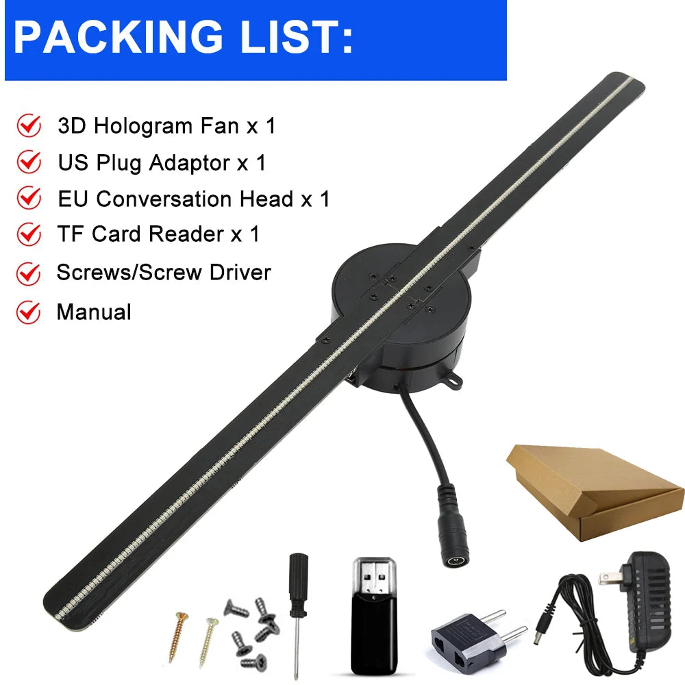 Proyector Holográfico 3D WiFi 42 cm – HD para Publicidad, decoracion  y Eventos