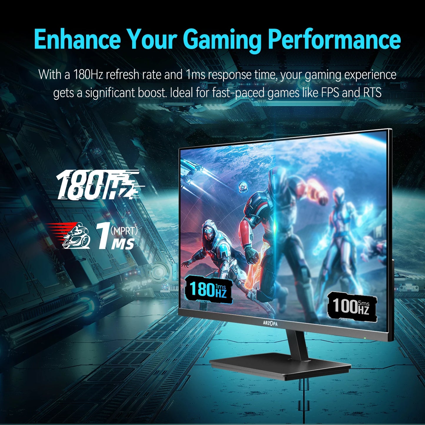 Monitor Gaming ARZOPA M1RC 27” 2K QHD 180Hz – Fluidez, precisión y colores reales