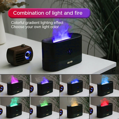 KINSCOTER Difusor de Aroma con Efecto Llama 🔥 | Humidificador Ultrasónico y Luz LED Ambiental