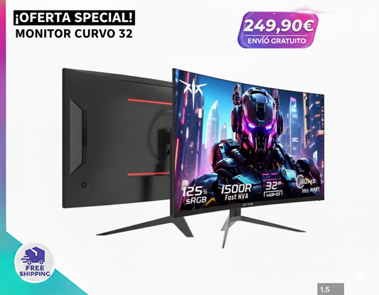Monitor Gaming 32” Curvo QHD 170Hz – Inmersión total, potencia visual absoluta